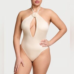 Victoria's Secret Rosette Halter Cut-out One-piece Swimsuit